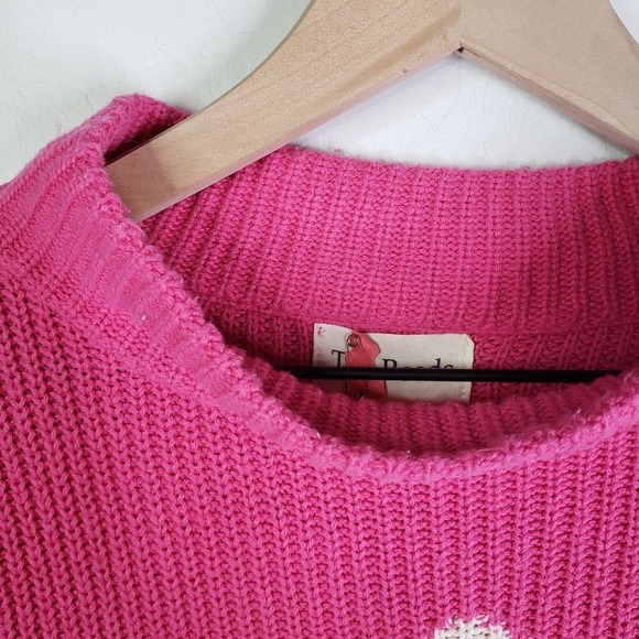 The Reeds x J.Crew Colorblock Sweater M Pink Ivory Zip Zag Bell Sleeve - Picture 6 of 9